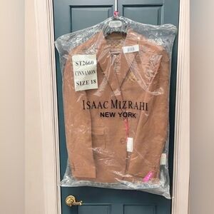 Isaac Mizrahi Boys' Slim-fit Chambray 2 Piece Suit, Cinnamon size 18